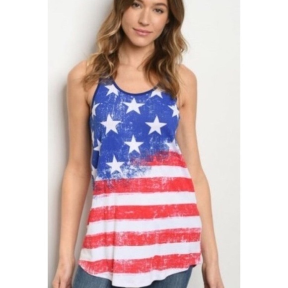 American Flag Stars & Stripes July 4th Tank Top Small Medium Large - Picture 1 of 7